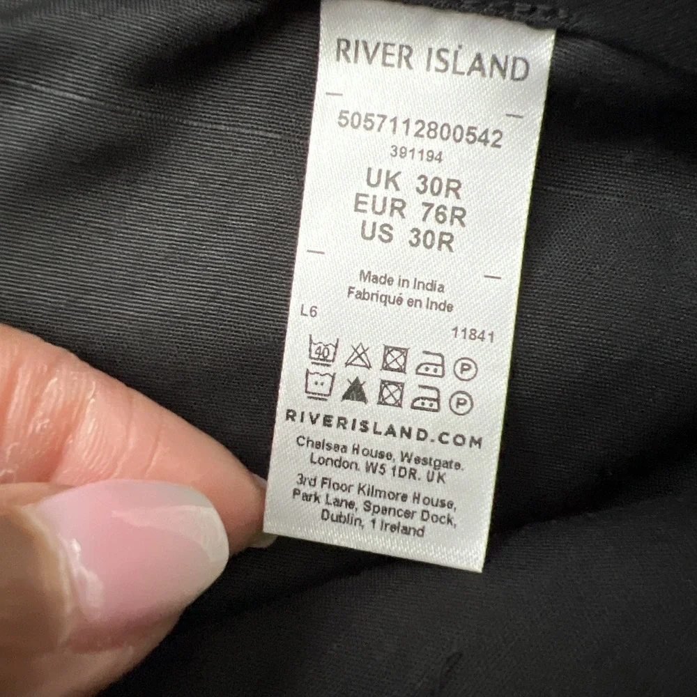 NWT River Island Skinny Fit Trousers Mens 30x32 Brown Check Plaid Smart